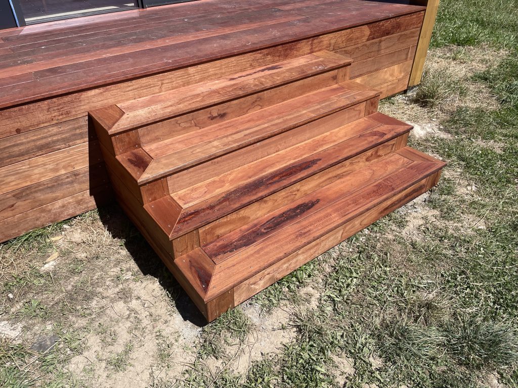 Stairs on a newly built deck