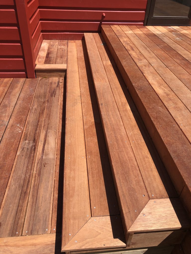 Stairs on a newly built deck